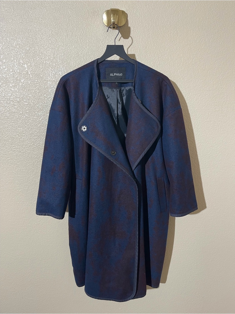 ALPHA60 Navy and Brown Two-Tone Trench Coat